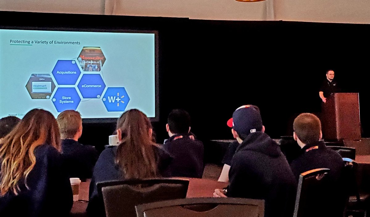 Our second day of the #nccdc breakfast is kicking off with our Platinum Sponsor <a href="/Walmarttech/">Walmart Global Tech</a> sharing insights into several of the environments that they work  diligently to protect.