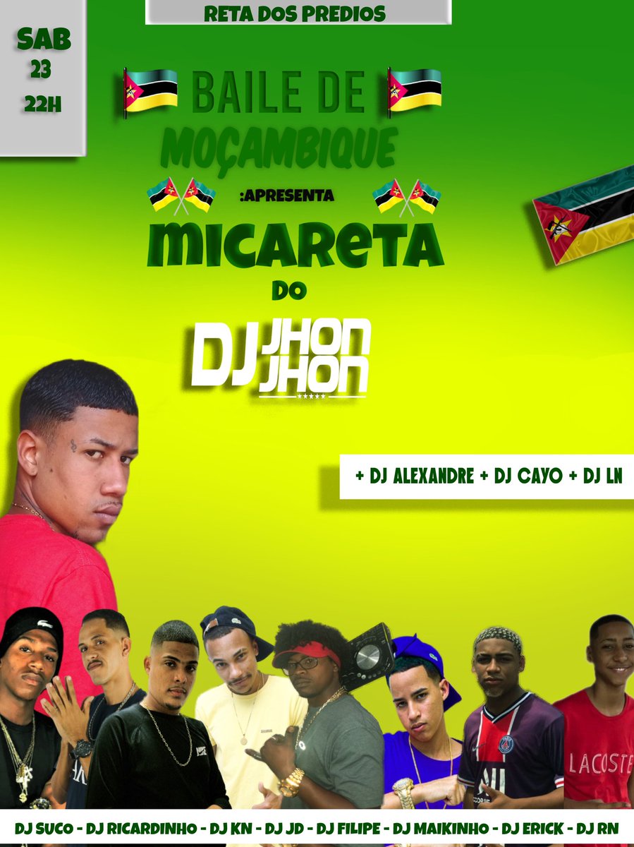 AMANHÃ É AQUELAS CENAS NO BAILÃO DE MOÇAMBIQUE 🇲🇿🇲🇿🐓🥳🇱🇷🍫🥳 
PRA CIMA 🎉🎉🥳🥳🥳 
MICARETA COM VÁRIAS DJS DO NOSSO CPX 🇲🇿🇲🇿🎉🎉🥳🥳🥳🥳 

CHAMA NO RT 🎉🤪🇲🇿🍫🤪🎉🎉 
<a href="/djjhonjhonofc/">DJ JHON JHON</a> <a href="/Djsucoofficial/">DJ SUCO DO CORTE 🎱</a> <a href="/djricardinhobr/">DJ RICARDINHO 🇱🇾</a> <a href="/DjKnmaodeouro/">DJ KN MÃO DE OURO 🔥</a> <a href="/DjFellipee22/">INSTA:NOVO:DJFELIPE22OF</a> <a href="/MAYCONDECAXIAS/">MAYKINH.</a> @Jdcaxias