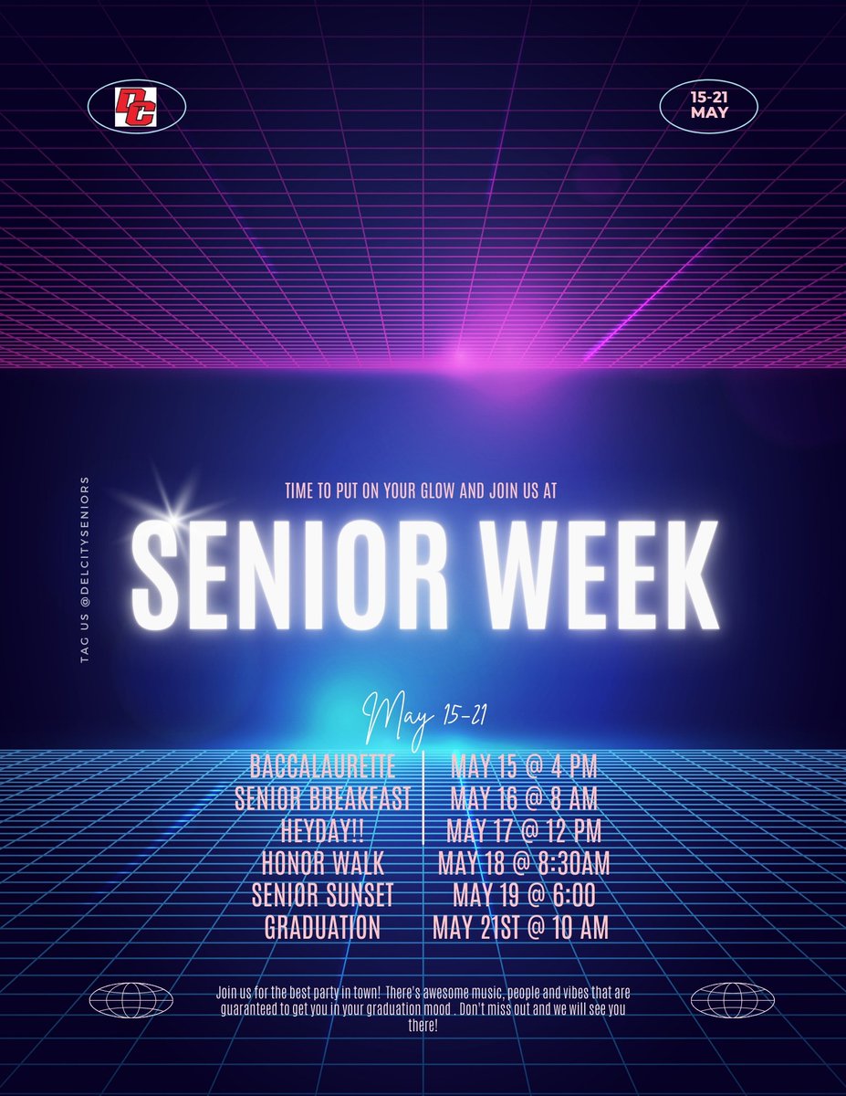 DelCitySeniors's tweet photo. It's almost Senior Week!!! https://t.co/zDLvVs52JG