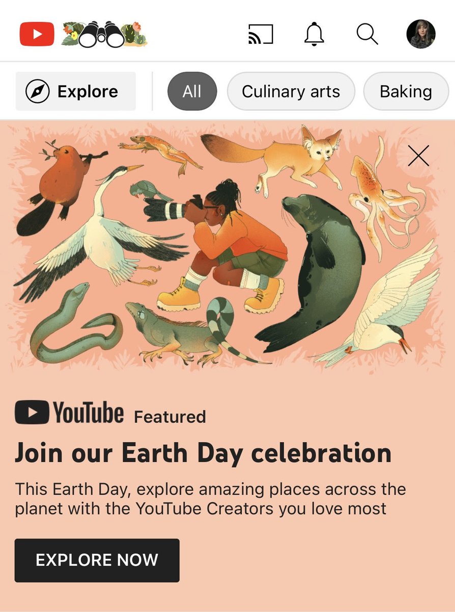 beck2thefuture's tweet image. Happy #EarthDay! If you go to youtube.com today you can see a special little animated logo treatment and banner art by ME!

I can't post much of what I work on yet but it's mostly art directing and illustrating this kinda thing! Keep your peepers peeled for more 👀