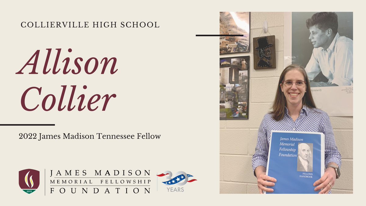 Collierville Schools (@cville_schools) on Twitter photo Congratulations to <a href="/CHSDragons/">Collierville High</a> Allison Collier for being named the 2022 Tennessee <a href="/JamesMadisonFdn/">James Madison Foundation</a> Fellow!
Read more: colliervilleschools.org/apps/news/arti… Congratulations to <a href="/CHSDragons/">Collierville High</a> Allison Collier for being named the 2022 Tennessee <a href="/JamesMadisonFdn/">James Madison Foundation</a> Fellow!
Read more: colliervilleschools.org/apps/news/arti…