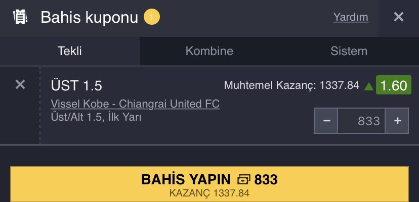 2. Bahisimizde Hazır 

İlk yarı 1.5 üst !

10 Adımla bitiricez.

#Canlibahis #won #bahis #maçkolik #iddaa #rolling