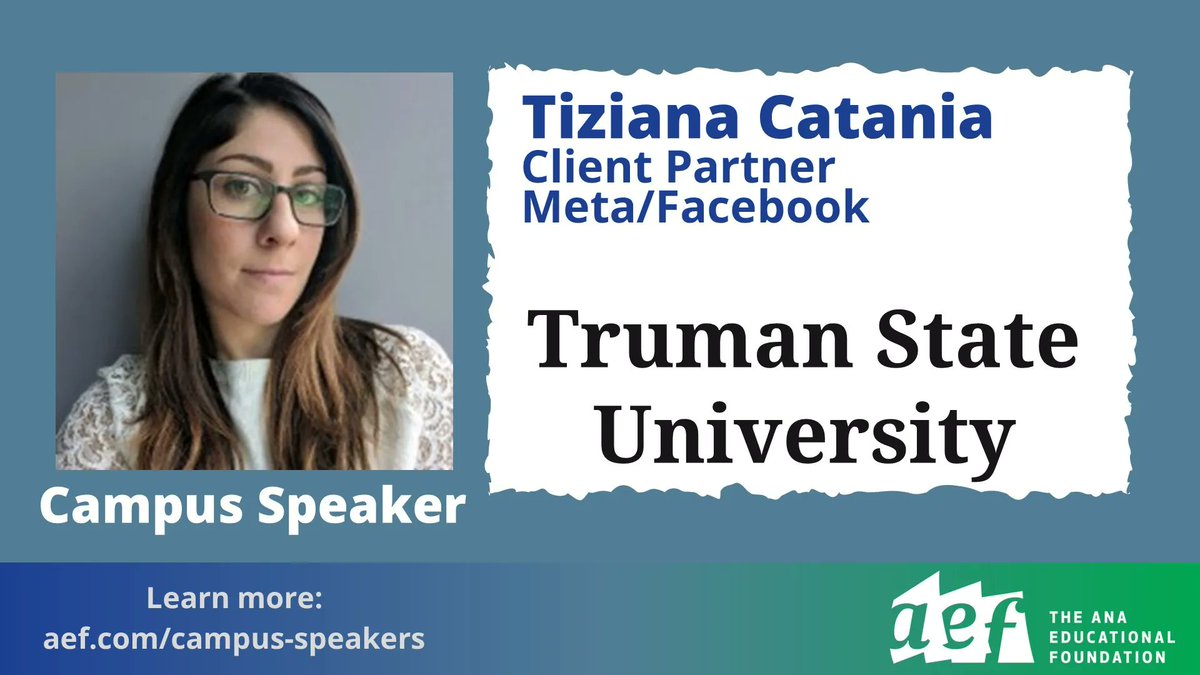 AEFNYC's tweet photo. Tiziana Catania of @Meta will speak with students from @TrumanState about marketing in today's world. #LearnWithAEF https://t.co/eg107Bjtyi