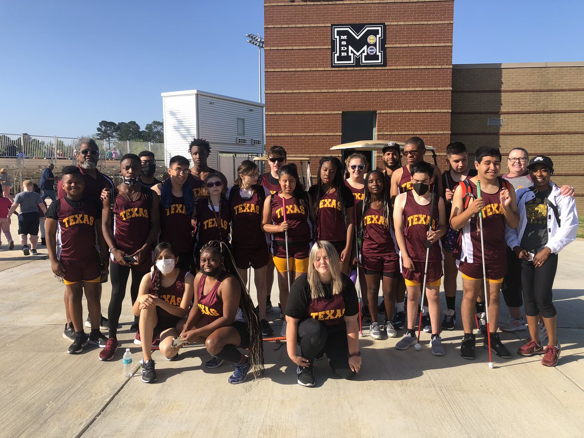 emsuecoleman's tweet photo. The @TSBVI_News Wildcat track team is ready to compete against Mississippi, Oklahoma, Georgia, and Alabama! #SCASB https://t.co/6A1g9pp6Ba