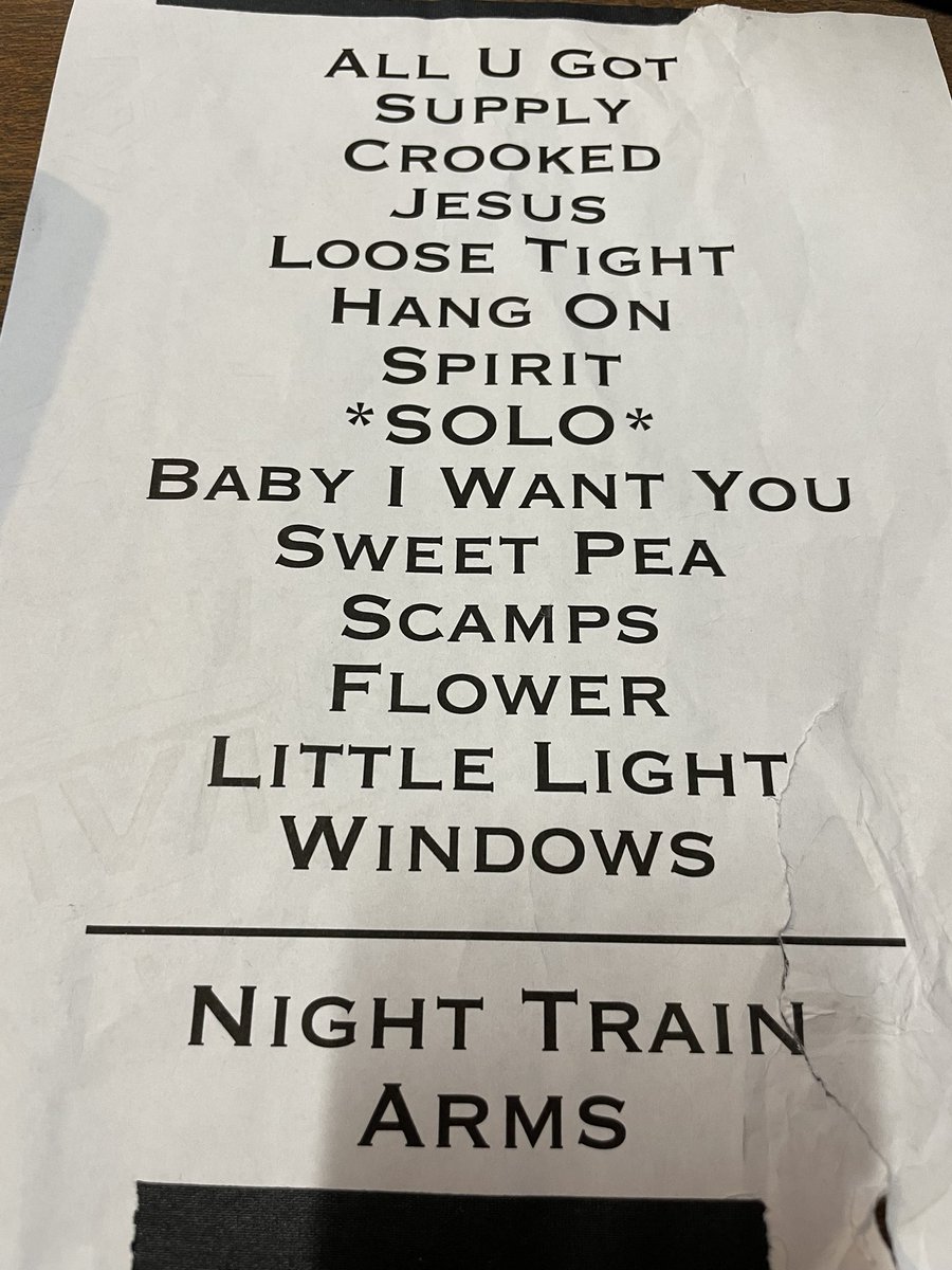 Rooter73's tweet photo. 3/31/19 set list from Riverside Theater in Milwaukee.
Seeing @amoslee, second row, tonight at @PabstTheaterGRP.  To say I’m stoked is an understatement!!!!  Thanks for all the Thursday streams…..but it’s time to do this in person!!!! https://t.co/uWnwHfaA33