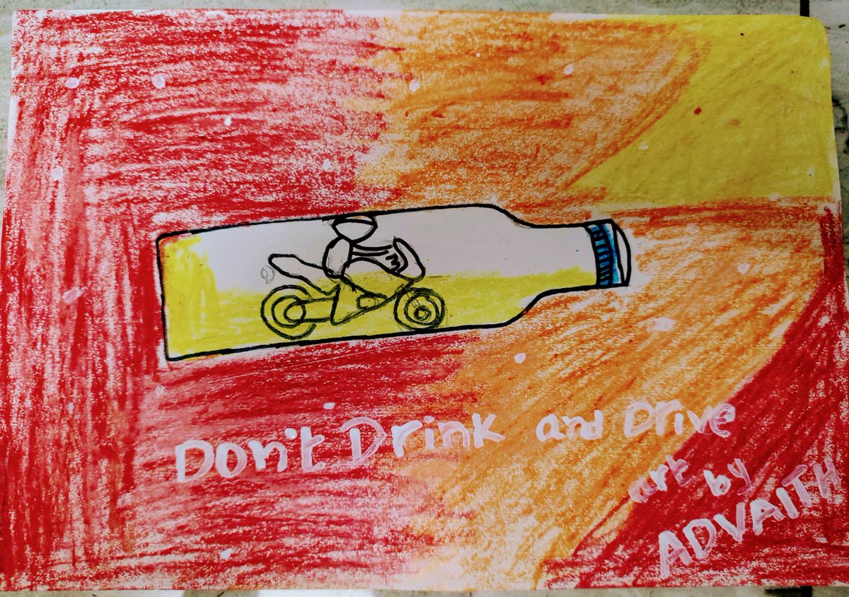 srikar952's tweet photo. Dear @CYBTRAFFIC , my 5 year old nephew Advaith, painted this for a competition. Hope it enhances your awareness campaigns.. https://t.co/jE6EjxA5Q6