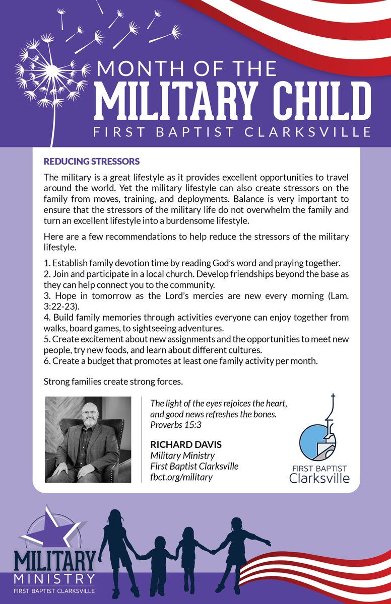 MilitaryFBCT's tweet photo. April is the Month of the Military Child #MOMC.
Service Members often joke about the ‘hurry up and wait’ culture of the Military, but the reality remains. Here are a few recommendations to help reduce family stressors.
#MonthoftheMilitaryChild #FBCT #MilitaryMinistry #MilMin https://t.co/zMEqT70T6V
