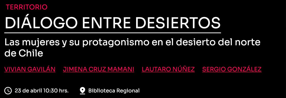 Mañana a las 10,30 horas en la Biblioteca Regional de Antofagasta  Lautaro Nuñez y Jimena Cruz del @IIAMUCN en "Diálogos entre desiertos". Más info 👇
festivales.puertodeideas.cl/es/programa/di…