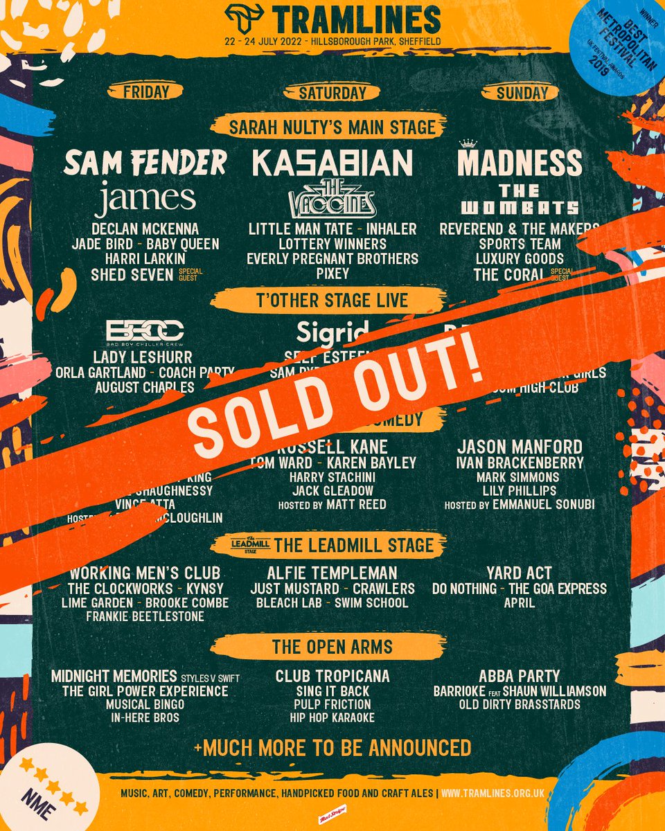 tramlines's tweet photo. Tramlines Festival is now completely SOLD OUT 💥 🎉

Thank you so much to everyone who has supported the festival. We’re putting everything into the 2022 edition and we CANNOT WAIT to party with you all again in Hillsborough Park. https://t.co/TUAKRocnRs