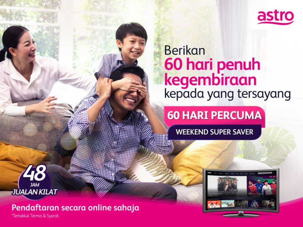 Hakakluah's tweet photo. Raya nanti banyak spend time dengan family tengok movie and drama kan so korang patut dapatkan Weekend Super Saver. Info lanjut https://t.co/nhweTyUUoi
#Astro60daysFree #WeekendSuperSaver #60DaysOfJoy https://t.co/Mif9clyVGX