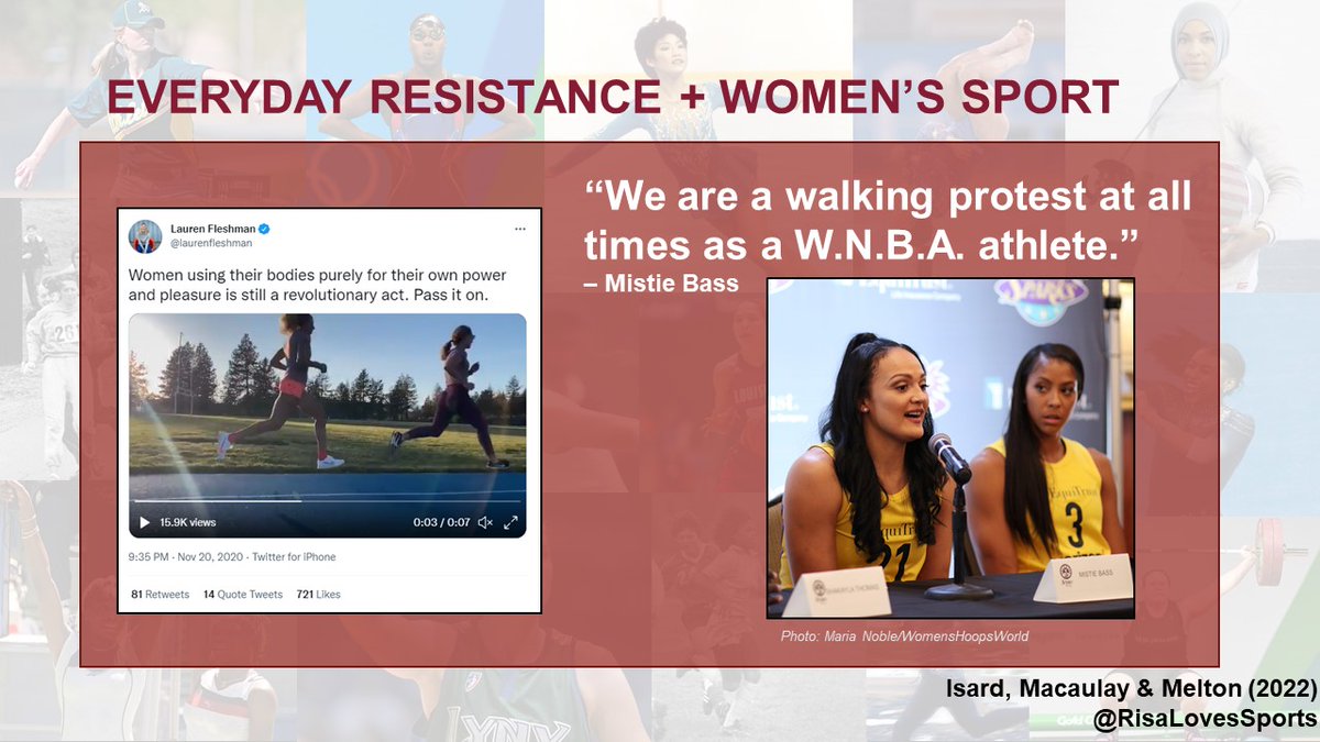 Everyday resistance is how women use sport -- participation, competition, cultivation of spaces, and persistence -- to create cultural change for women in society and women in sport.

Appreciate words from <a href="/laurenfleshman/">Lauren Fleshman</a> &amp; <a href="/A_Phoenix_Born/">Mistie Bass-Boyd</a> that give voice to these ideas.