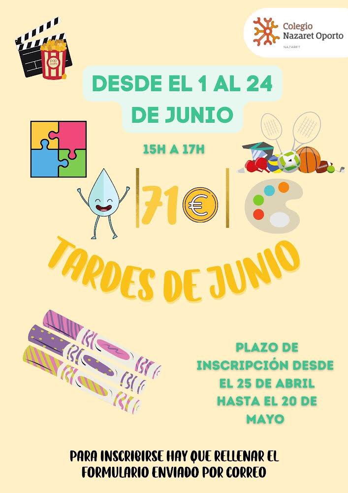nazaretoporto's tweet photo. En el cole no nos cansamos de ofrecer nuevas #OPORTunidades así que… allá la nueva propuesta para las tardes de junio! Inscríbete en el siguiente formulario 👉🏼 https://t.co/OAKOmmWdKt y no pierdas este nuevo #MOMENTUM #LearningPlus https://t.co/Mf9YTzCGux