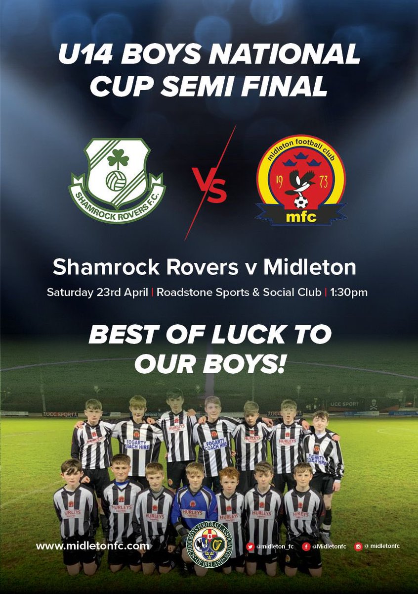 Massive achievement for Midleton U13 and U14 <a href="/midleton_fc/">MidletonFC</a> reaching the last 3 schoolboys clubs left in both the <a href="/SFAIreland/">SFAI</a> U13 and U14 boys National Cups 👍⚽️👍