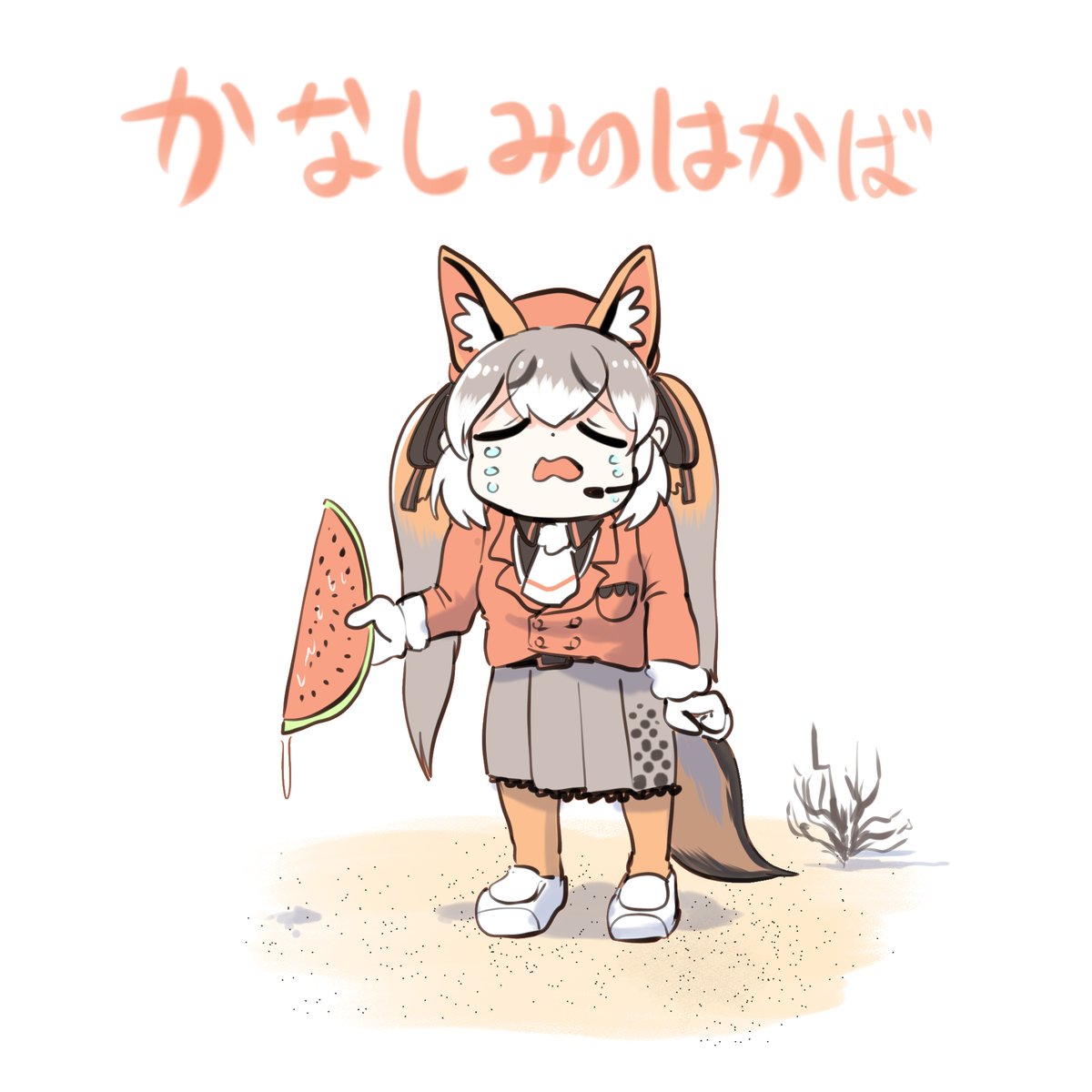 1girl animal ears tail fox girl fox tail watermelon skirt  illustration images