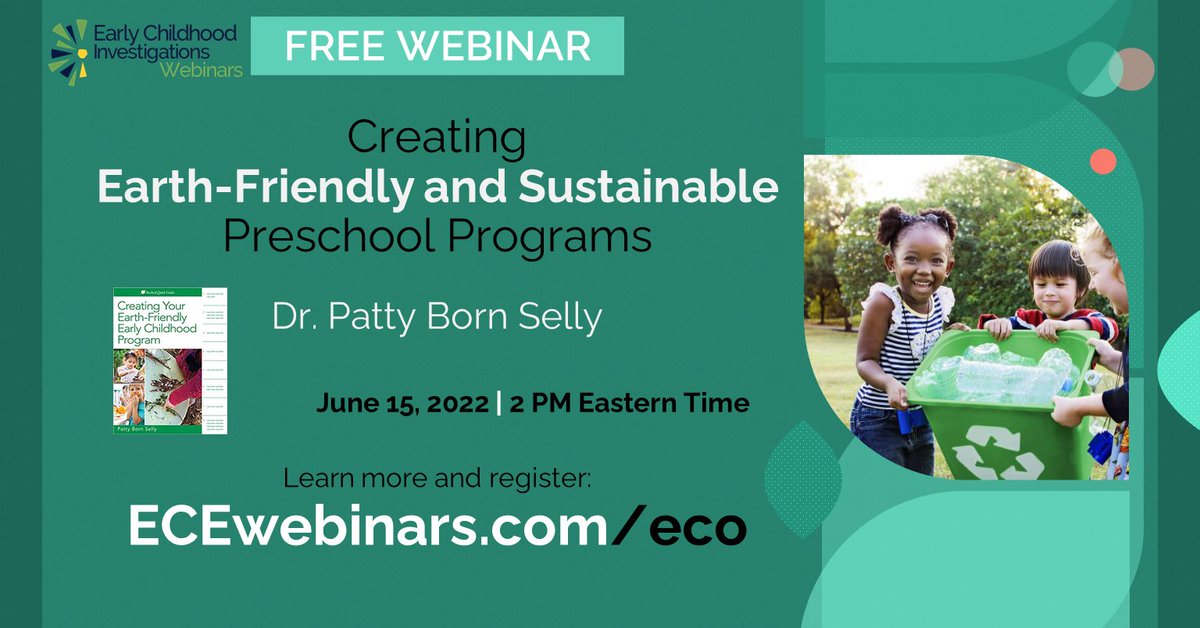 ECEWebinars's tweet photo. Is your #preschool program earth-friendly &amp; sustainable? Make your program earth-protective! FREE webinar presented by @NatureSTEMPlay, sponsored by @natureexplore! https://t.co/e624Qg22jV #earlychildhoodeducation #earlychildhood #childcare #earlyed #kinderchat #naturepreschool https://t.co/yhW3VNnbLM