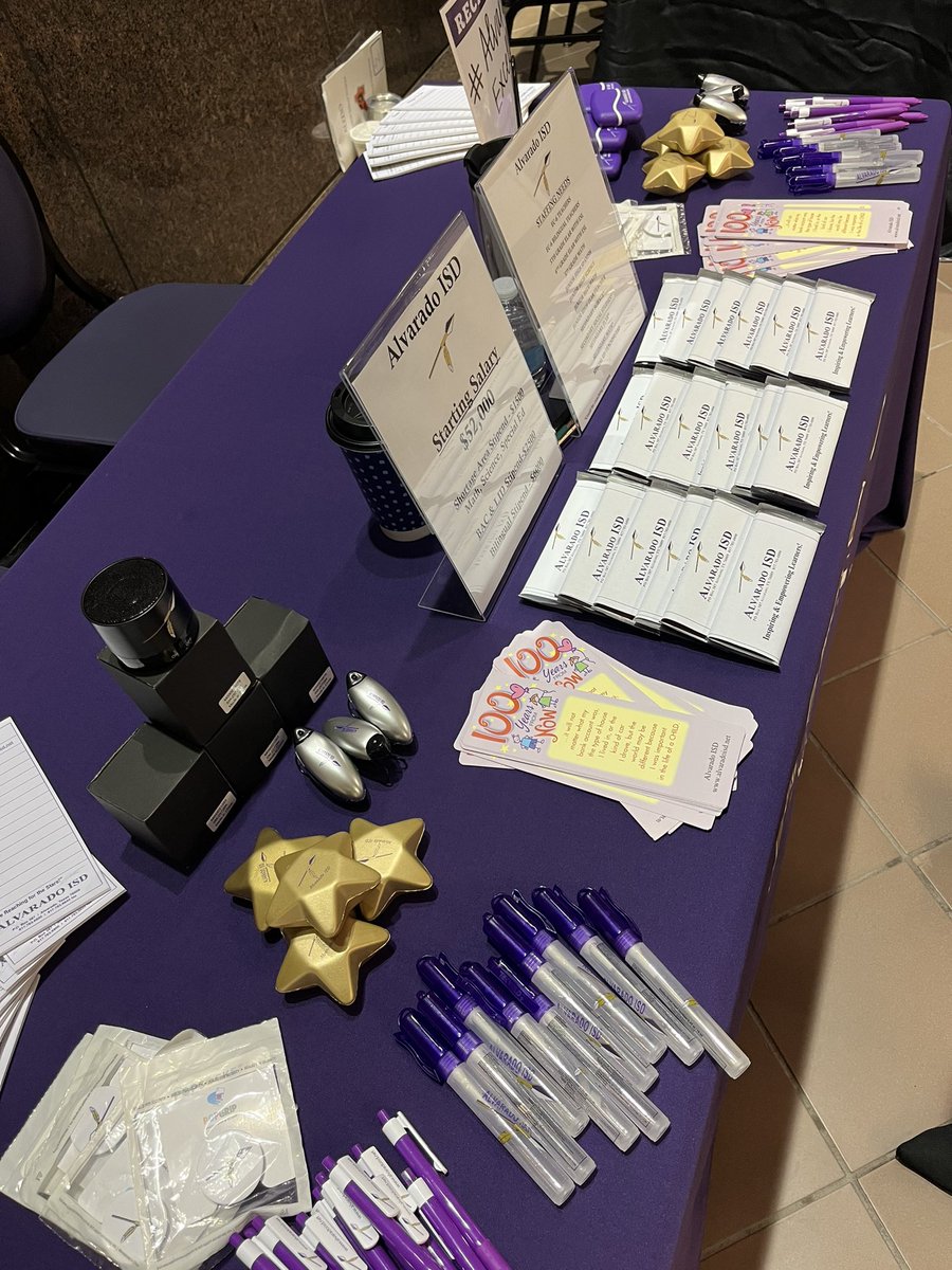Come see us at the Tarleton State job fair! 10-2! <a href="/TarletonState/">Tarleton State University</a> <a href="/mrsashleereed/">Ashlee Reed</a> <a href="/AlvaradoISD/">Alvarado ISD</a> #AlvaradoExcellence #BleedPurple