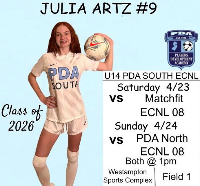 julerinzy's tweet photo. come see us play this weekend!
@TerpsWSoccer @KeanWomenSoccer @TCNJWS @PennStateWSOC @StJoesSoccer @RiderSoccer https://t.co/Mnl8HuwnV5