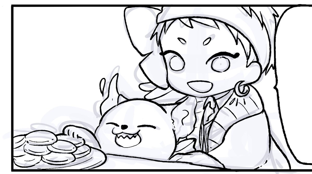 本にしたら入れる描きおろしを本当に頑張っているんですが、すごく可愛いコマになってしまったやつ 