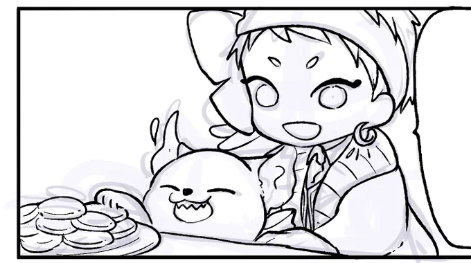 本にしたら入れる描きおろしを本当に頑張っているんですが、すごく可愛いコマになってしまったやつ 
