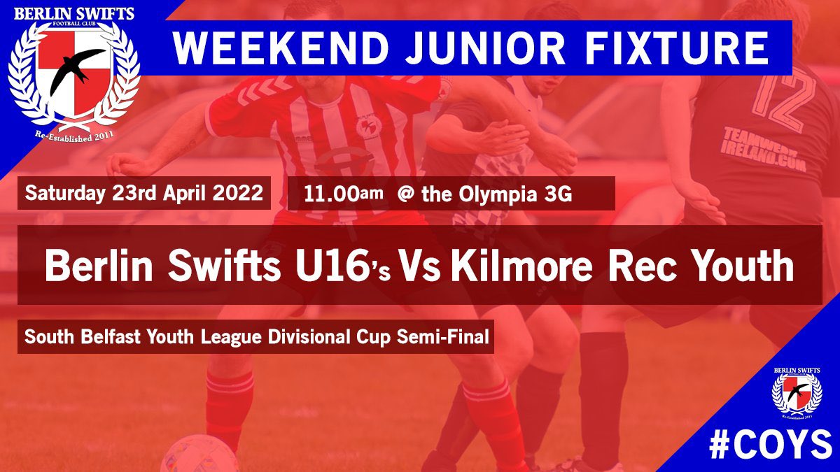 This Weekends Fixture

If you’ve got nothing on tomorrow morning then make your way over to Olympia and watch our U16’s in their semi-final. Good luck to the Coaches &amp; Players 🤞🏼🤞🏼

📸 <a href="/TheGavinMaxwell/">Gavin</a> 

#COYS 🔴🔵