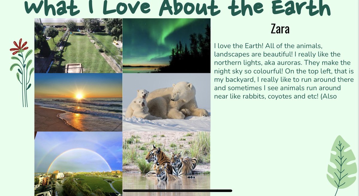 LisaBoate's tweet photo. Today we celebrate everything incredible about this Earth. These young ecologists created beautiful photo essays to express what the Earth means to them. #EarthDay2022 @scdsboutdoors @SCDSB_LearnHome https://t.co/9pu764NyTk