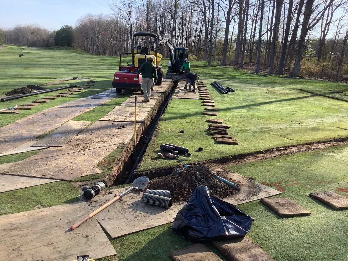 TurcoGolf's tweet photo. It’s all about the drainage! Golf course renovations continue at Tamarack Golf Course in East Brunswick, NJ. https://t.co/CIpruvmdx3