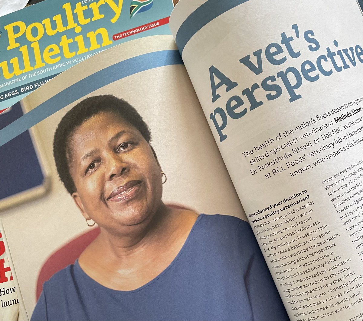 They call her Dok Nok: Dr Nokuthula Ntseki is the gatekeeper of flock health at <a href="/RCLFOODS/">RCL FOODS</a>. If you wonder what a specialist poultry veterinarian brings to the table, don’t miss this interview. Download the  April/May issue now: sapoultry.co.za/poultry-bullet… <a href="/sa_poultry/">South African Poultry Association</a> <a href="/m_p_stander/">Marthinus Stander</a>