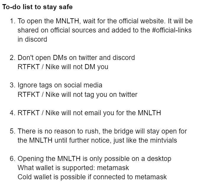 🛡️To-do list to stay safe🛡️ 

Please take the time and read this carefully
Later, we will add a FAQ in discord.
#MNLTH 🗿