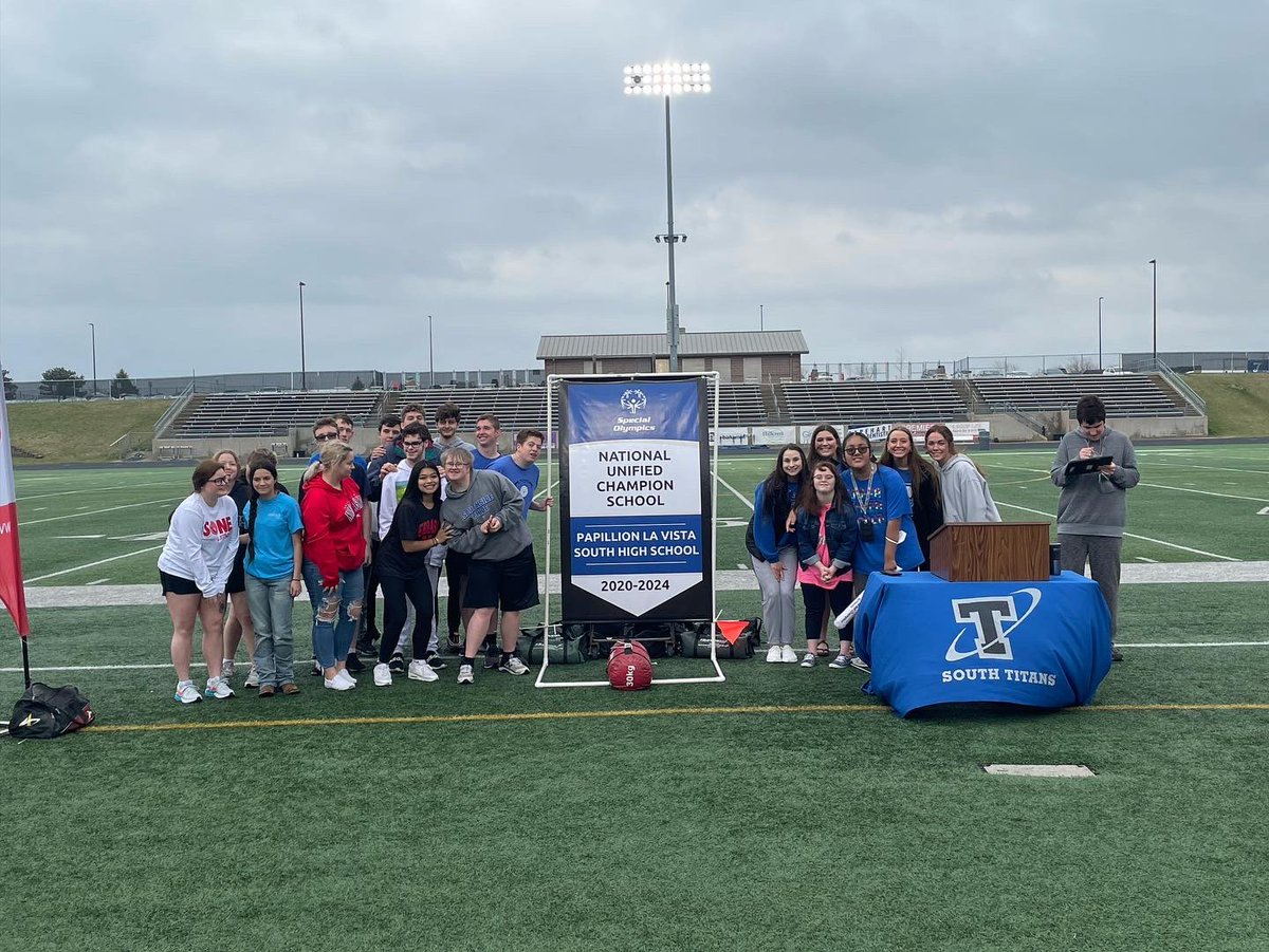 PLSHSTitans's tweet photo. Today PLSHS received our 2nd Banner for being recognized as a National Unified Champion School! We are the FIRST school in Nebraska to receive and RENEW this accomplishment!  Way to go Titans!! We are so proud of you and your willingness to include everyday!! https://t.co/jP3wevSAQJ