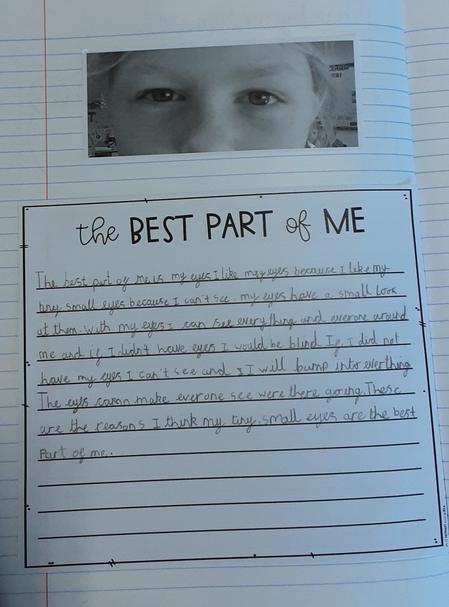 GCPYEAR4's tweet photo. We've had lots of fun discussing what makes us unique and finding out lots of interesting facts about one another. We then picked our favourite parts of us, thinking carefully about why we had chosen them. Here are some examples of our superb work. #PictureBookWeek @PrimaryGreat https://t.co/I9O4IYlrGU