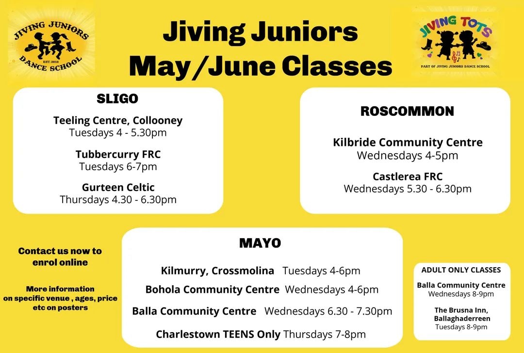 NEW TIMETABLE FOR MAY AND JUNE 🎵 #Jiving #irishcountrymusic #jivingjuniors #mayo #danceclass
