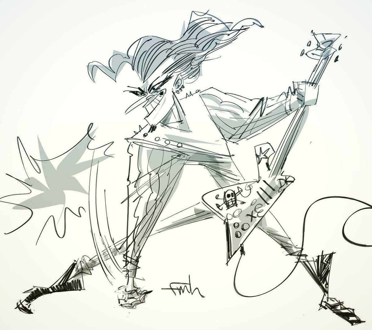 fmhansen's tweet photo. Rocker sketch. Inspired after watching “Metal Lords” on Netflix. Really fun movie. #metalords #sketch #tvpaint #rocker #metal https://t.co/8W0nmhXcE0