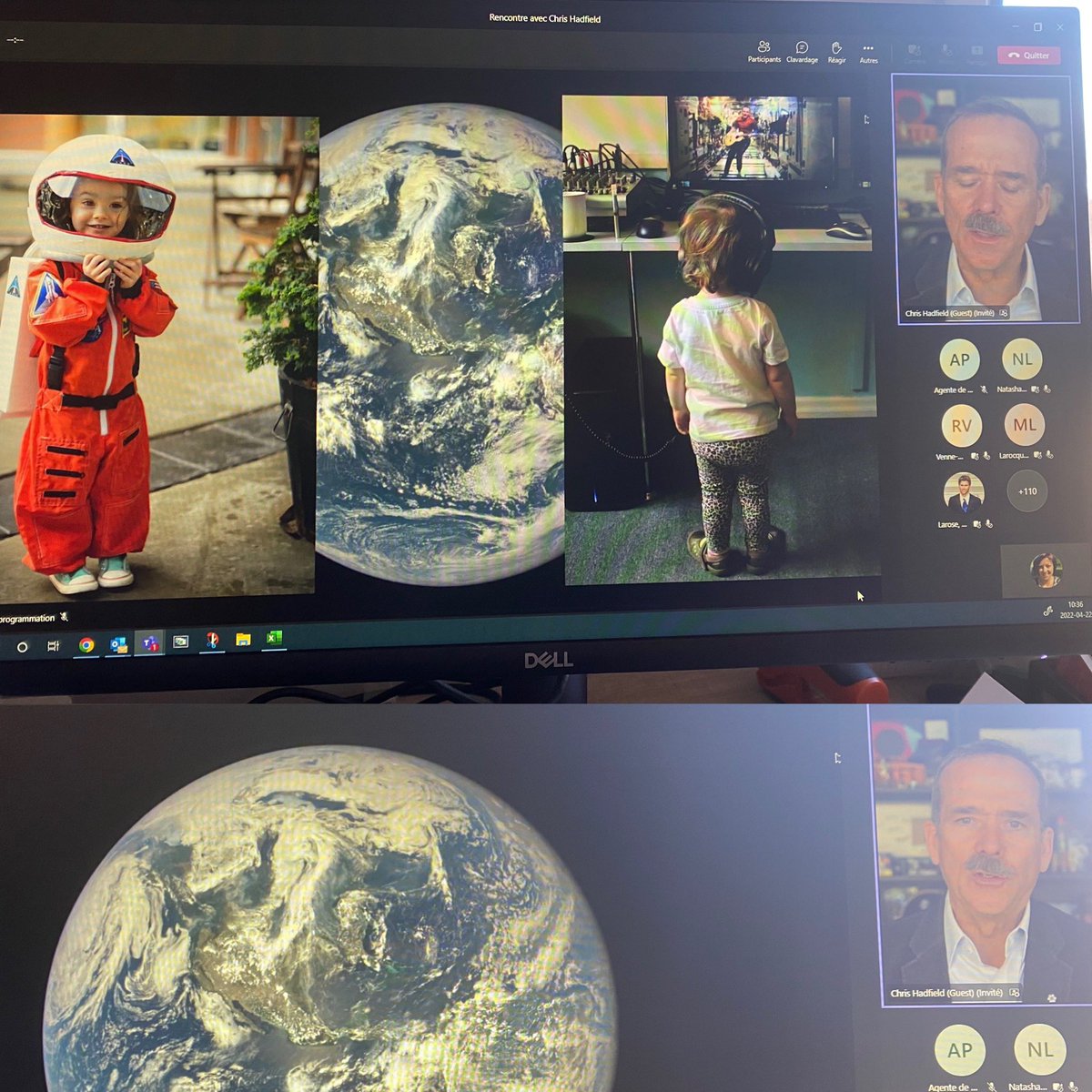 Quelle belle présentation aux élèves avec <a href="/Cmdr_Hadfield/">Chris Hadfield</a> ce matin et quelle belle façon de célébrer la Journée de la Terre🌎! Merci M. Hadfield et aux organisateurs  @CSCFrancoNord <a href="/centre_cfl/">Centre Compagnons</a>