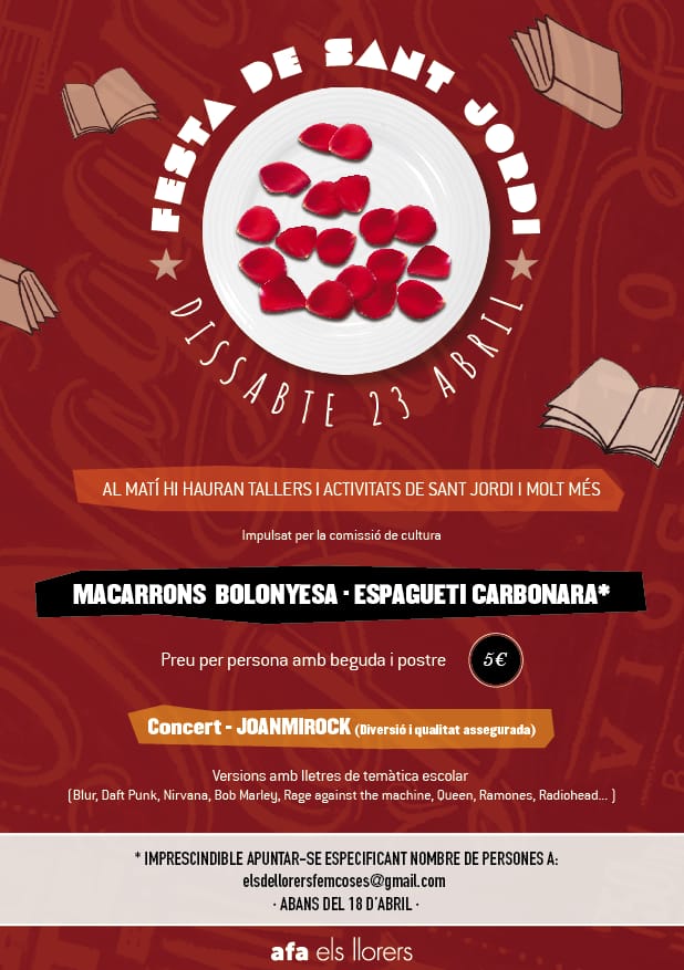 Demà a l'escola Els Llorers celebrem #SantJordi2022! Farem tallers,  activitats i gaudirem del concert dels #JoanMirock
