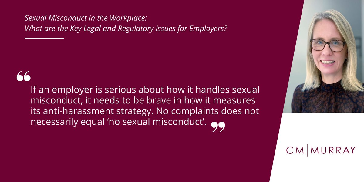 In this article first published by 
<a href="/theHRDIRECTOR/">theHRDIRECTOR</a>, partner Emma Bartlett discusses the increase in reports of #sexualmisconduct complaints in the workplace and the key legal &amp; regulatory issues for #employers to consider when addressing such allegations: cm-murray.com/knowledge/sexu…
