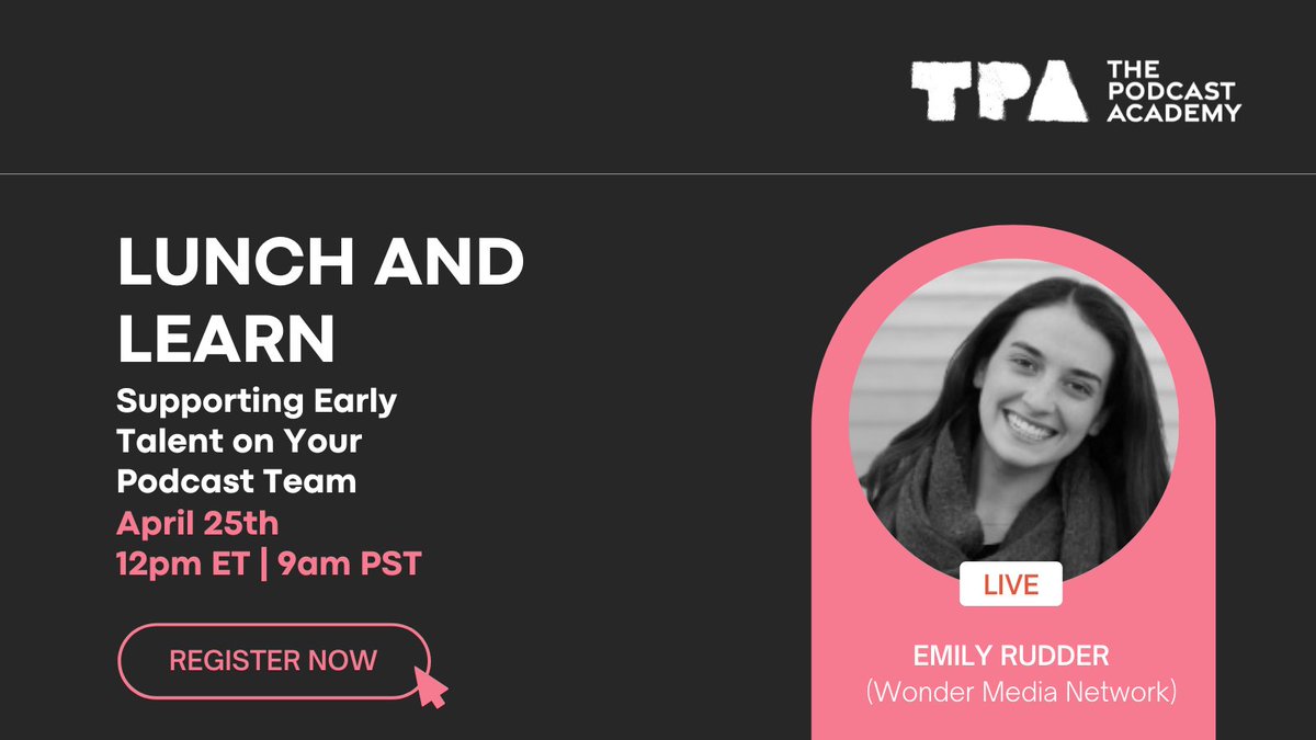 podcastacademy's tweet photo. Gain tips and tricks on how Wonder Media Network empowers and engages early career talent while making production timelines in a virtual-first world!

Open to all! Register today:
https://t.co/gRcd0HNBn1 

@EmRuddz @thestateofwomen @wmnmedia #thepodcastacademy #podcasting https://t.co/EiFKBZjHI3