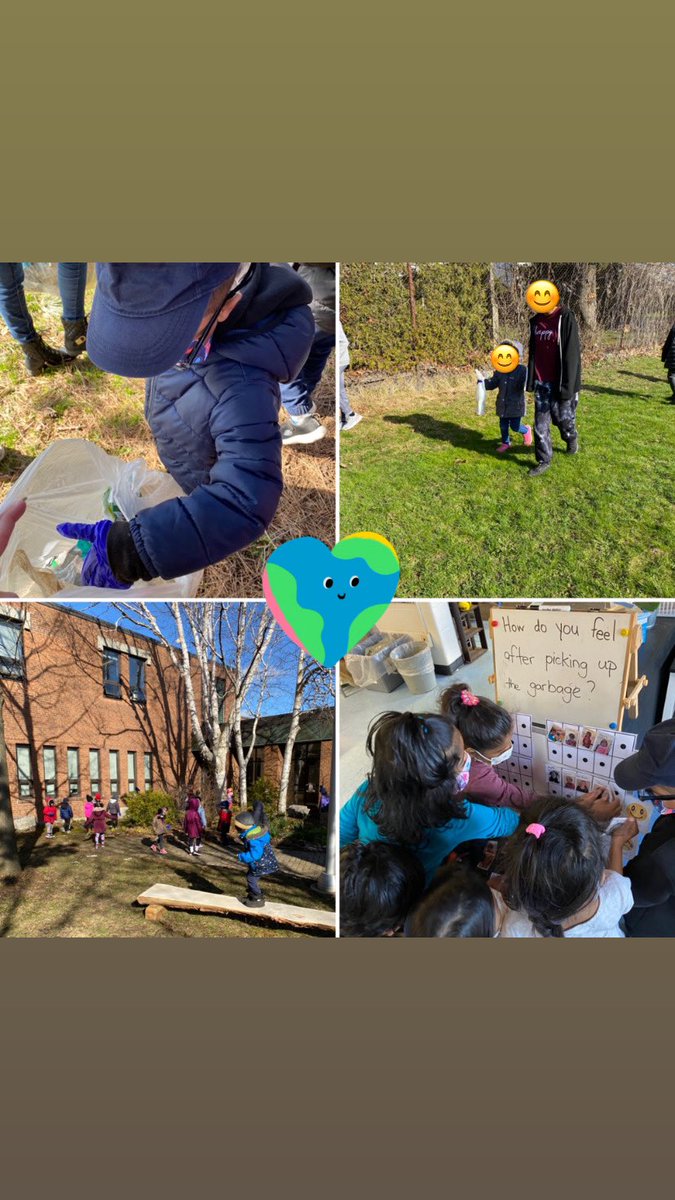 KindieBTDSB's tweet photo. #EarthDay today we met up w/ our Grade 7 buddies 2 clean up our community.Thurs we read “The Earth Book” by @toddparr &amp; discussed ways we could help the Earth.We collected 1 bag of garbage &amp; it made us feel happy. How are you helping our Earth today? @Highcastle_TDSB @LC3_TDSB https://t.co/PyDapXKvgE