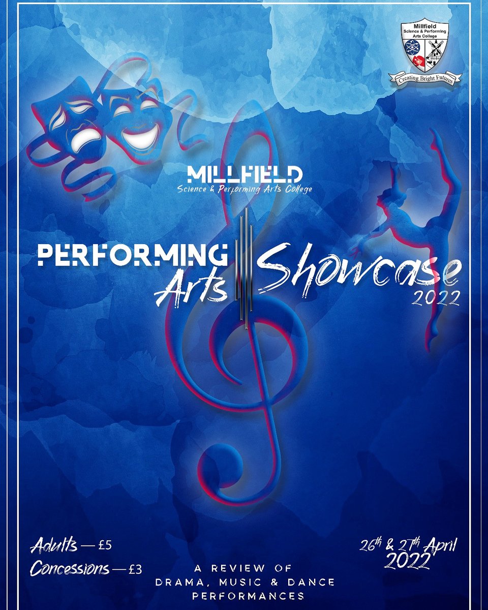 Millfieldhighsc's tweet image. It's back - after 3 years - come and watch our exceptionally talented students perform!
Tickets are now on sale for our Performing Arts Showcase, next Tuesday and Wednesday at 7pm.
You can purchase your tickets through Parent Pay too.
#TeamMillfield
#BeExceptional