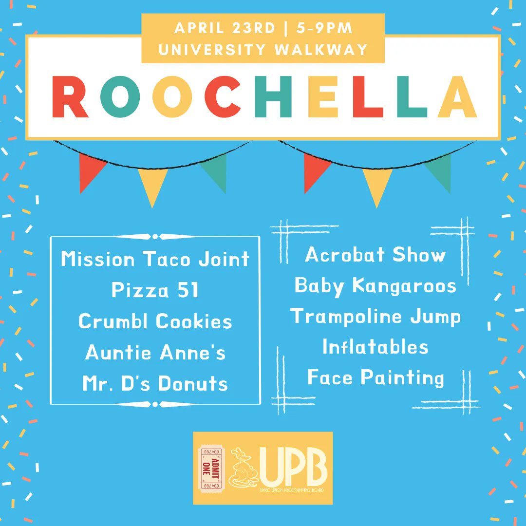 Don't forget! ROOCHELLA 2022 is this Saturday, April 23rd from 5pm-9pm on the University Walkway! Admission is completely free and no rsvp is needed. Hope to see you there!
