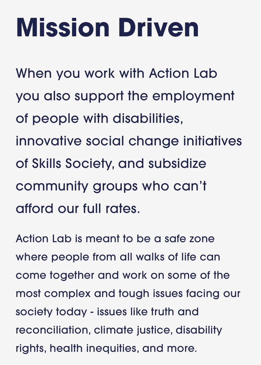 skillssociety's tweet image. When you rent @ActionLabYEG or utilize our services to help your org or community tackle a complex issue, you also support creative employment of people with disabilities. Learn more here. actionlab.ca/about-us #actionlabyeg #yegbiz #disabilityinclusion