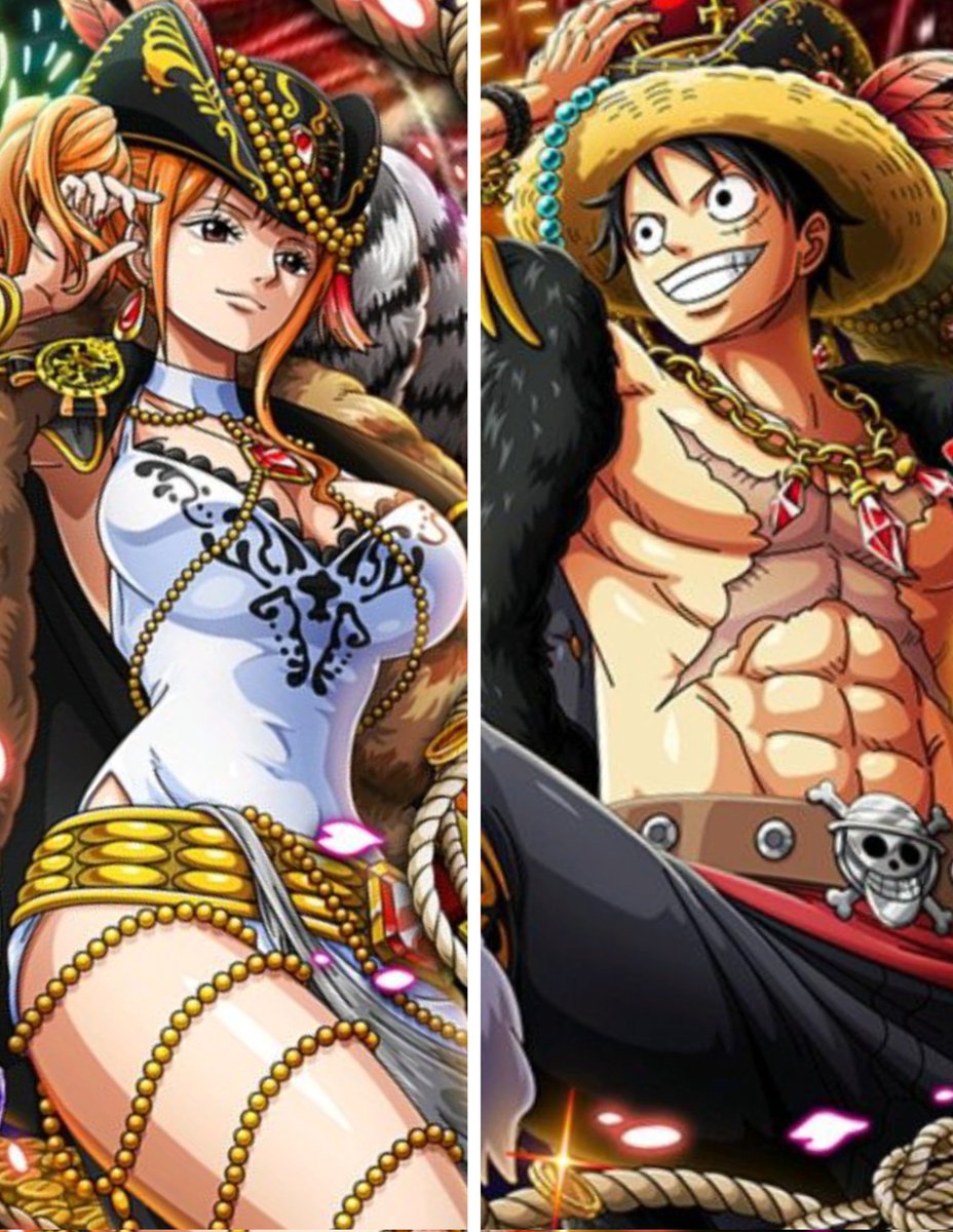 lunamiholic's tweet photo. nami and luffy in this pirate outfit ♡ they look so good https://t.co/iM5rlEw80y