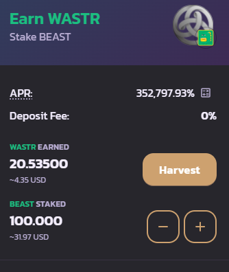 $WASTR Pool is now live! Stake $BEAST without deposit fees and earn $WASTR ... Pool last for 24 hours 

#Astar #Defi #yieldFarming #Polkadot $ASTR $ETH $BTC