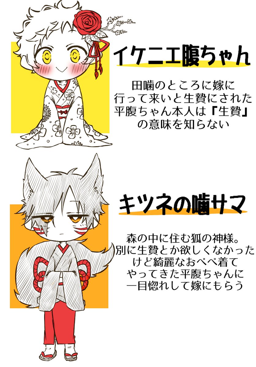 噛腹まんが
※妖狐(神様)×人間(生贄)パロ
※女装注意

マーキングってやつ https://t.co/MtYmybFvYZ 