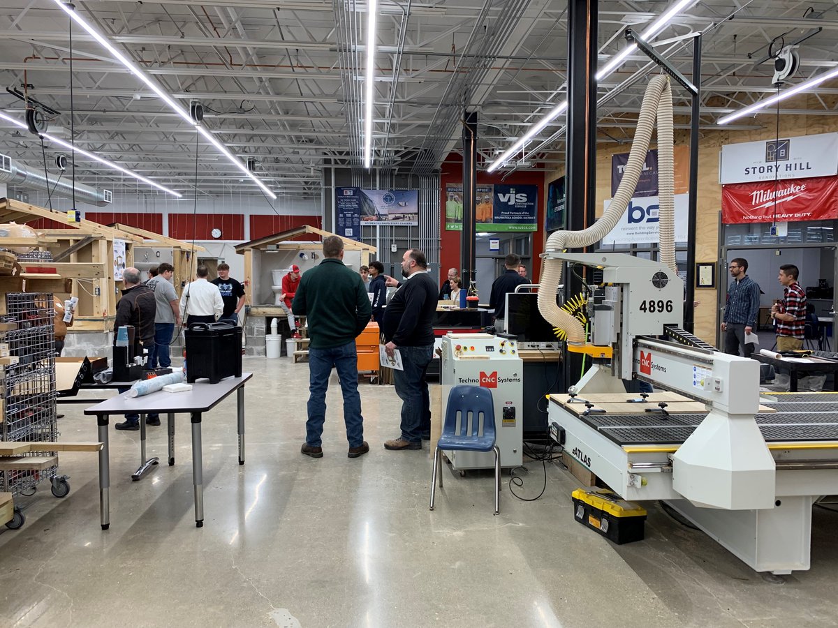 BldgAdvantage's tweet photo. Students from @tosaschools and @ElmbrookSchools partnered to build half bathrooms under the guidance of local #uniontradespeople. Students showcased their work at this morning's event hosted by @MrGriffie. 
@launch_sde @launch_tosa https://t.co/wPT0AK6rzw
