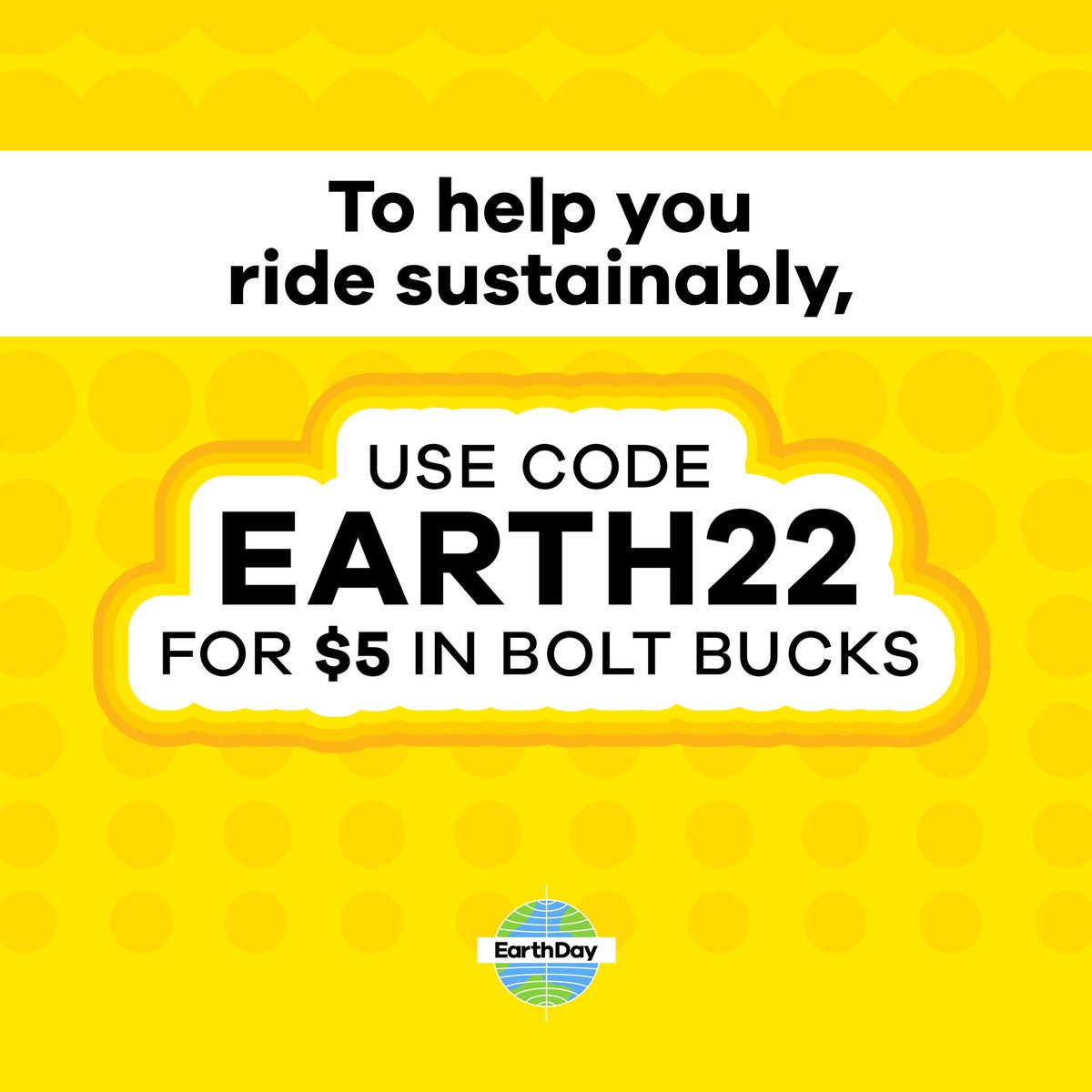 Let’s recap BOLT’s Earth Week. We learned all about sustainability, what our fleet offers, &amp; set some green goals to live a more sustainable lifestyle. 🛴🌎🚲
To help you ride sustainably, use promo code EARTH22 for $5 in BOLT  Bucks 🤑⚡️

Offer Expires May 17th, 2022
