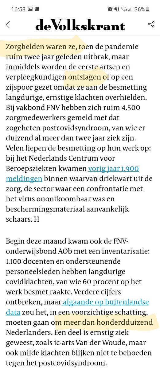 riendebock's tweet photo. Goed artikel in de Volkskrant over #LongCovid met rake quotes van zieke artsen over de onacceptabele passiviteit van de politiek en het medisch-wetenschappelijke veld. De 100.000en patiënten zitten te wachten, maar @ministerVWS  en de coalitiepartijen houden vooruitgang tegen. https://t.co/7Lfzw87fEg