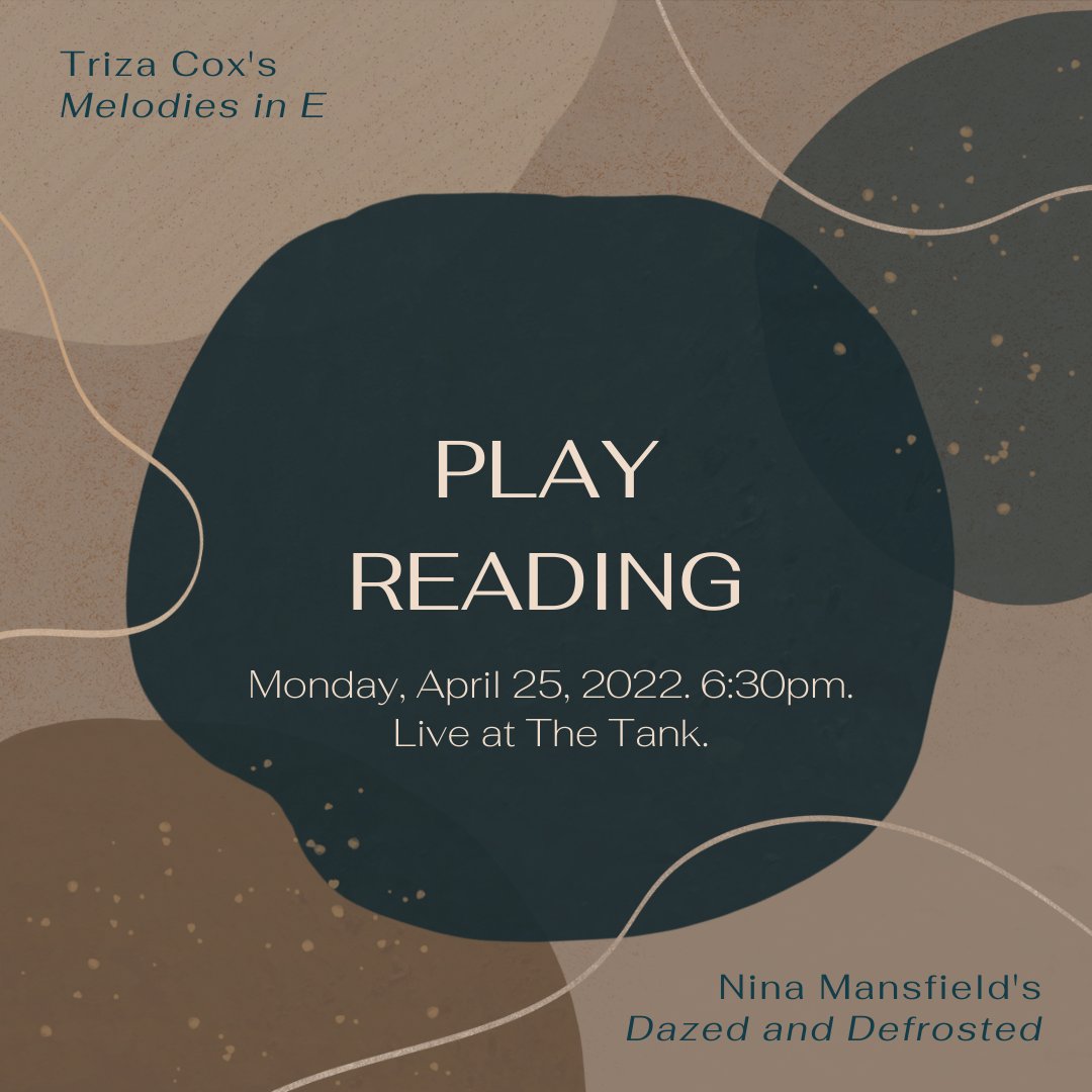 TheBechdelGroup's tweet photo. Reading live at The Tank this coming Monday!

Triza Cox's Melodies in E
&amp;
Nina Mansfield's Dazed and Defrosted https://t.co/rs6HugfrFa