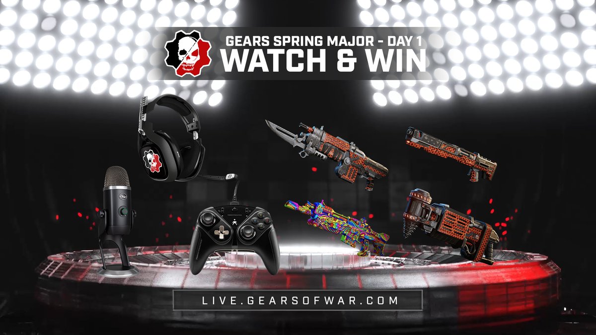 GearsofWar's tweet photo. The @GearsEsports Spring Major is live now!

Watch the pros throw it down all weekend long 🔥 

📺 https://t.co/ZexhH4JS2X https://t.co/vulsQn1pg7