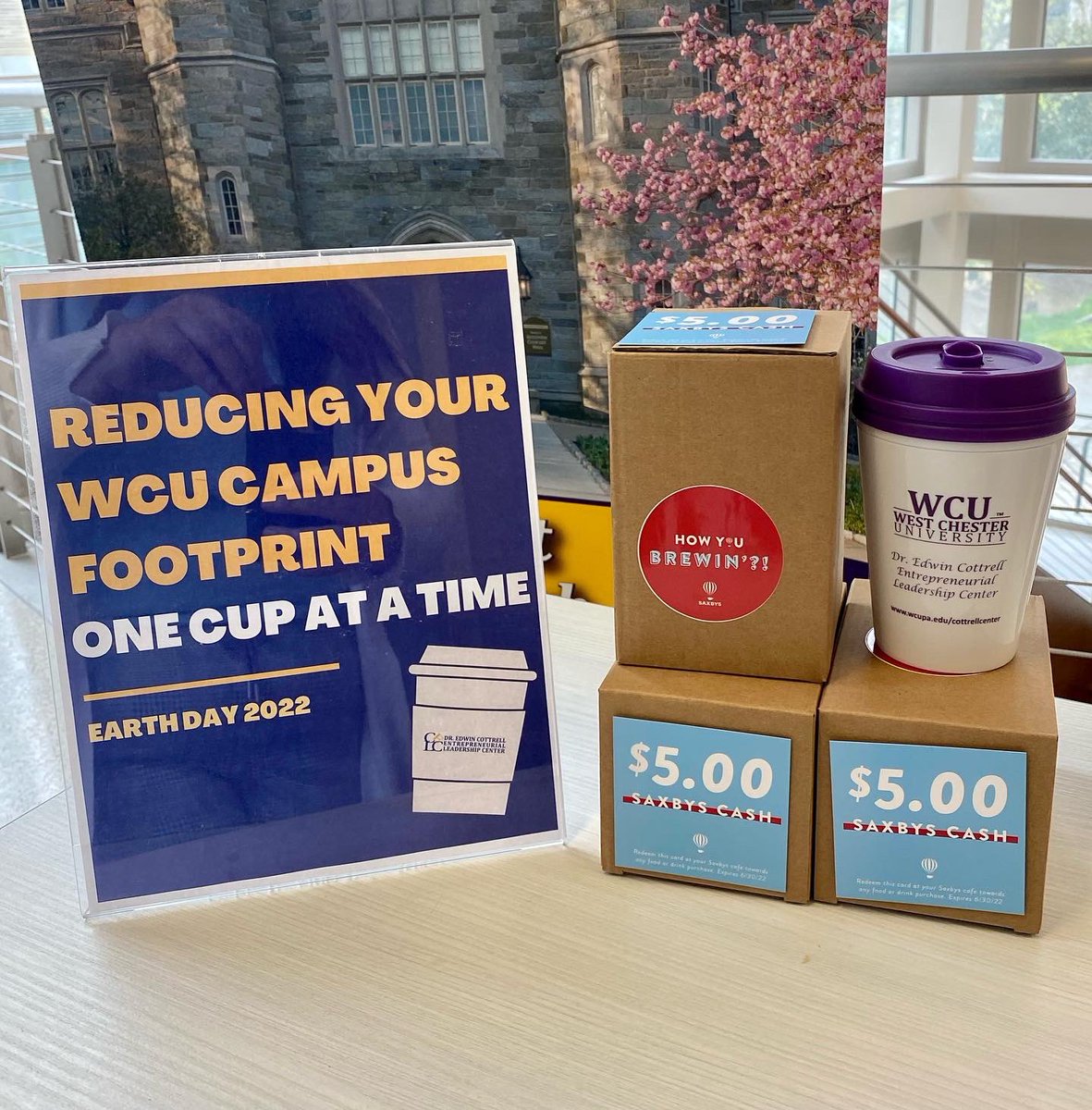 The Cottrell Center has been celebrating #EarthDay all week long!  This week we provided Golden Rams with reusable coffee cups that could be filled at no charge at <a href="/saxbys/">Saxbys</a> 

Comment below if you got yours 👇