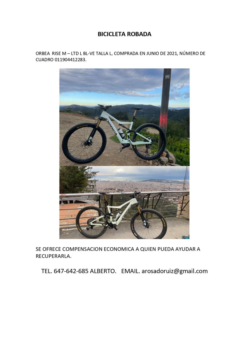 JoseMaCasares's tweet photo. Comparto por si alguien la ve por ahí o se la  intentan vender, le acaban de robar esta bici a un amigo #bicicletarobada https://t.co/PGMbFMJ4cw